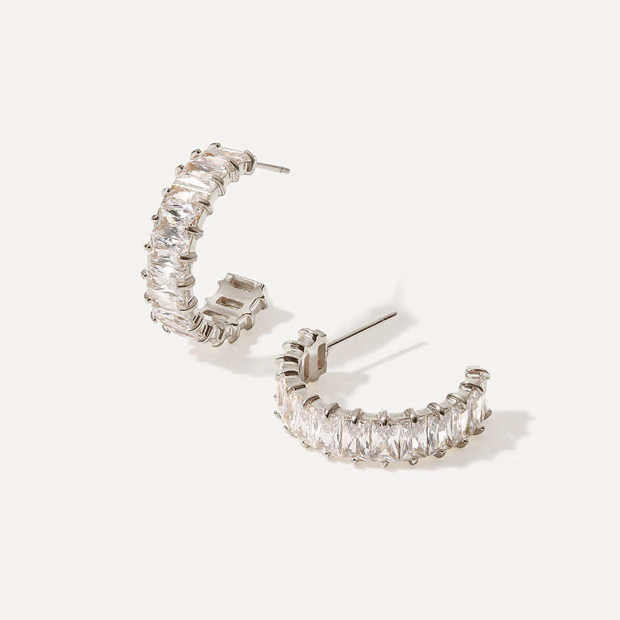 Cubic Crescent Earrings